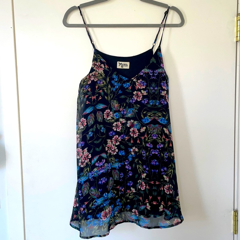 Show Me Your Mumu Spaghetti Strap black Floral Top